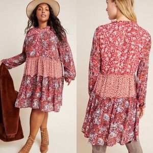 Maeve X Anthropologie Esther Floral Tiered Patchwork Dress